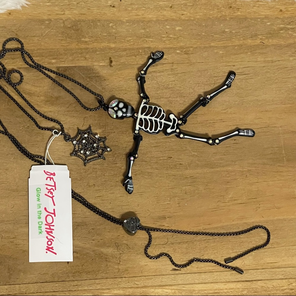 Betsey Johnson Black Skeleton Necklace